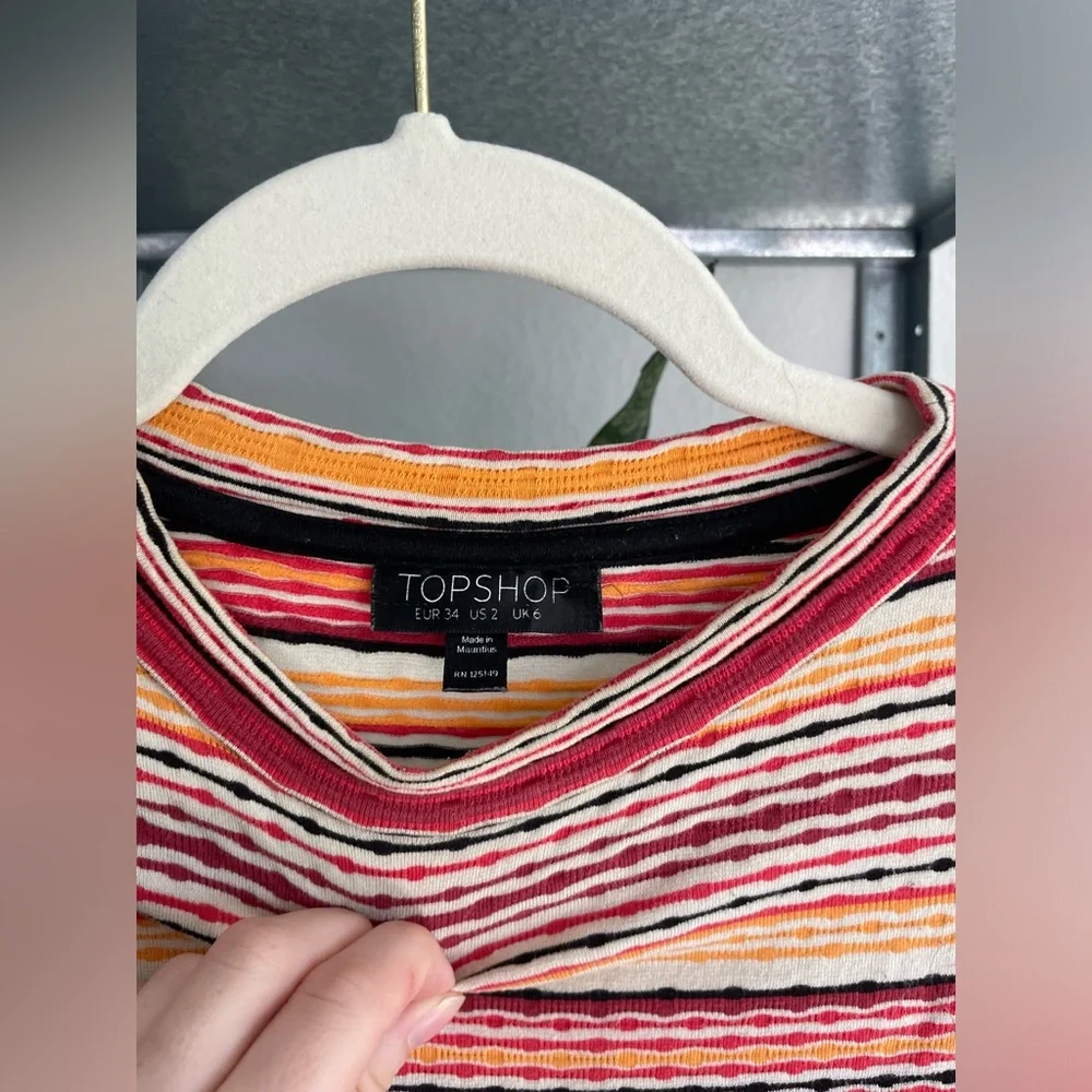 Top shop women’s casual tee, striped multicolored - Picture 2 of 3